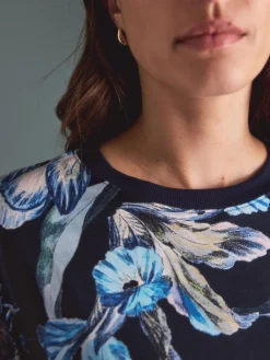 Next Blue Floral Kew Collection Long Sleeve Pyjamas Clearance