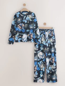 Next Blue Floral Kew Collection Long Sleeve Pyjamas Clearance