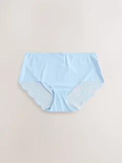 Next Blue Floral Midi No VPL Lace Back Briefs 5 Pack Clearance