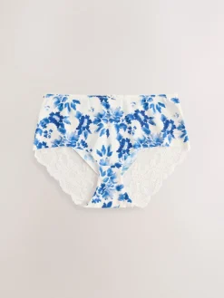 Next Blue Floral Midi No VPL Lace Back Briefs 5 Pack Clearance