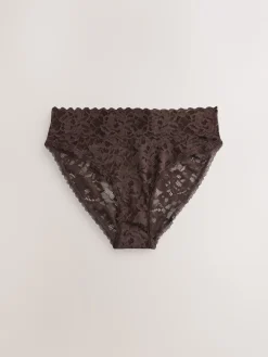 Next High Leg All Over Lace Knickers 3 Pack Blue Clearance