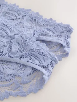 Next Blue High Leg Ultimate Comfort Lace Knickers 2 Pack Outlet