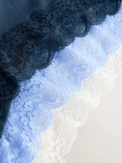 Next High Waist High Leg Cotton and Lace Knickers 7 Pack Blue Outlet