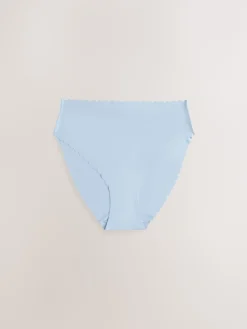 Next High Waist High Leg No VPL Scallop Knickers 3 Pack Blue Best