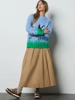 Next Brushed Crew Neck Jumper Blue Mallard Duck Graphic Sale