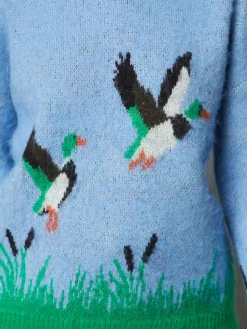 Next Brushed Crew Neck Jumper Blue Mallard Duck Graphic Sale