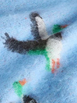 Next Brushed Crew Neck Jumper Blue Mallard Duck Graphic Sale