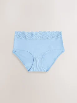 Next Blue Midi Cotton and Lace Knickers 7 Pack Hot
