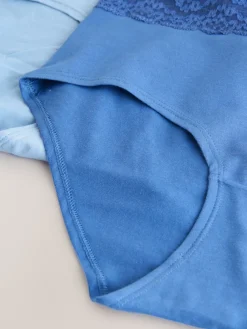 Next Blue Midi Cotton and Lace Knickers 7 Pack Hot