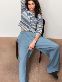 Next Spacedye Knitted Crew Neck Cardigan Blue Multi Discount