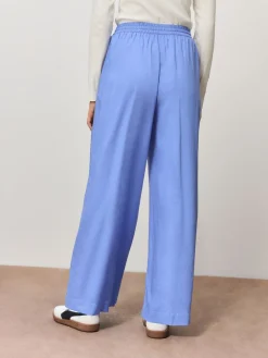 Next Pull On Wide Leg Trousers With Linen Blue Discount