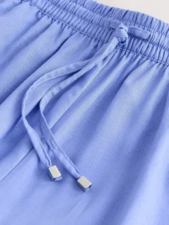 Next Pull On Wide Leg Trousers With Linen Blue Discount