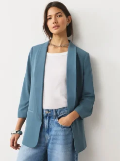 Next Blue Relaxed Ruched Sleeve Blazer Online
