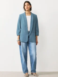 Next Blue Relaxed Ruched Sleeve Blazer Online