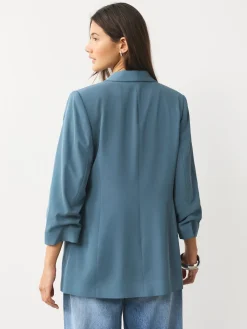 Next Blue Relaxed Ruched Sleeve Blazer Online