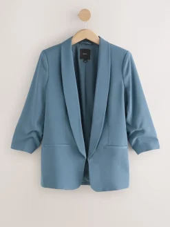 Next Blue Relaxed Ruched Sleeve Blazer Online