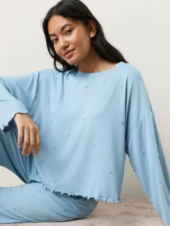 Next Heart Soft Long Sleeve Pyjamas Blue Star Sale