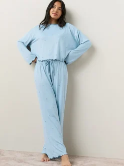 Next Heart Soft Long Sleeve Pyjamas Blue Star Sale