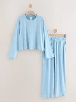 Next Heart Soft Long Sleeve Pyjamas Blue Star Sale