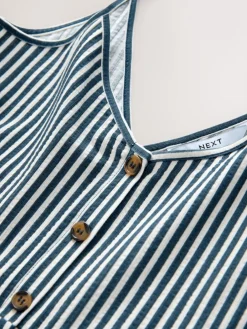 Next Jersey Button Down Midi Dress Blue Stripe Outlet