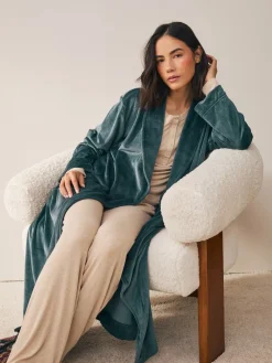 Next Studio Cosy Ribbed Dressing Gown Blue Sale