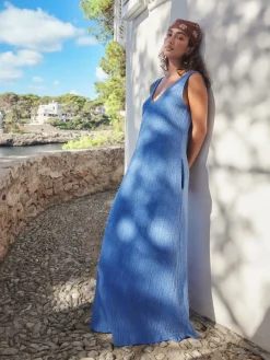 Next Textured Jersey Slip Dress Blue Clearance