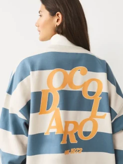 Next Blue/Ecru Striped Graphic 'Colarado' City Longsleeve Crewneck Sweatshirt