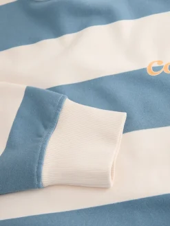 Next Blue/Ecru Striped Graphic 'Colarado' City Longsleeve Crewneck Sweatshirt