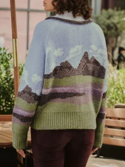 Next Blue/Green Landscape Scene Zip Cardigan Outlet