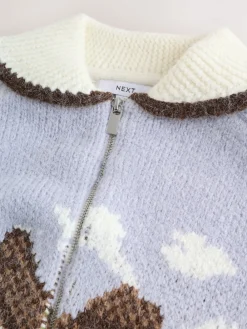 Next Blue/Green Landscape Scene Zip Cardigan Outlet