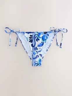 Next Tie Side Bikini Bottoms Blue/White Floral Sale