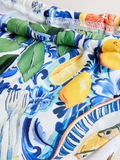 Next Tanga Bikini Bottoms Blue/White Porcelain Sardine Print New