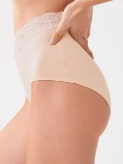 Next Blush Pink Full Brief Cotton Lace Knickers 4 Pack Discount