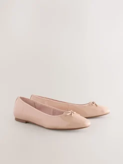 Next Blush Pink Patent Standard/Wide Fit Round Toe Ballerina Shoes Best