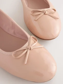 Next Blush Pink Patent Standard/Wide Fit Round Toe Ballerina Shoes Best