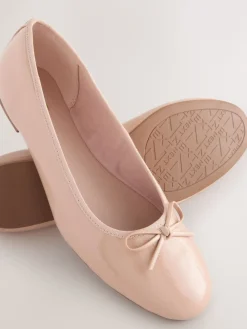 Next Blush Pink Patent Standard/Wide Fit Round Toe Ballerina Shoes Best