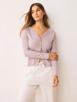 Next Blush Pink Thermal Base Layer Lace Trim Cardigan Hot