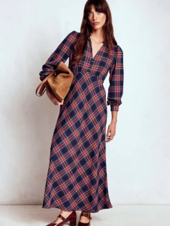Boden Blue Cassie Check Tea Dress Online