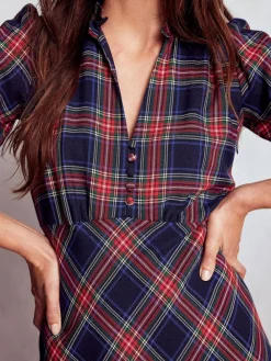 Boden Blue Cassie Check Tea Dress Online