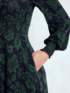 Boden Blue Ivy Smocked Midi Dress Clearance