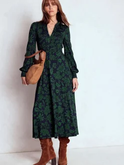 Boden Blue Ivy Smocked Midi Dress Clearance