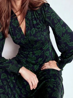 Boden Blue Ivy Smocked Midi Dress Clearance