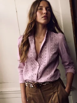 Boden Blue Savannah Broderie Top Hot