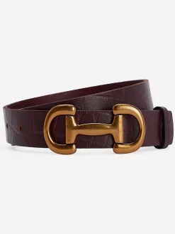 Boden Brown Iris Snaffle-trim Leather Belt New