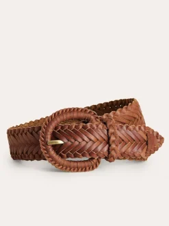 Boden Brown Woven Leather Belt New