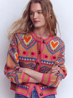 Boden Cream Abi Jacquard Cardigan Outlet