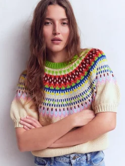 Boden Cream Margot Puff Sleeve T-Shirt Outlet