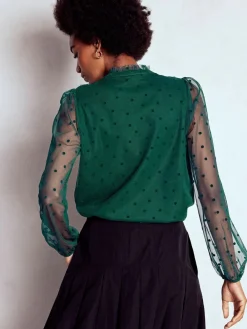 Boden Green Frilled Tulle Blouse Best