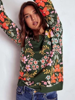 Boden Green Rosa Printed Sweatshirt