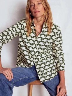 Boden Sienna Cotton Shirt Green Sale